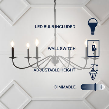 Wicklow 34.75" Bohemian Farmhouse Iron LED Chandelier